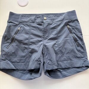 Athleta blue Textured Zip Pocket Hiking Shorts Women's Size 10 Roll Cuff